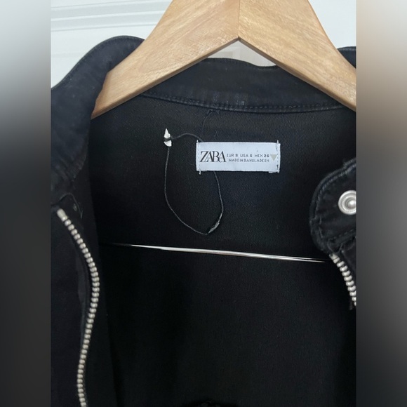 ZARA long sleeve black zip up denim jumpsuit Sz. S NWOT - Picture 7 of 14